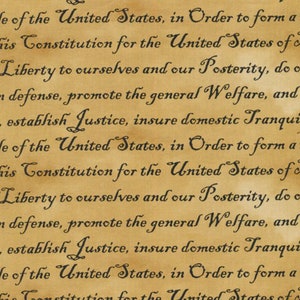 Puede incluir: Un primer plano de un documento de estilo vintage con el texto "e of the United States, in Order to form a Fis Constitution for the United States of Liberty to ourselves and our Posterity, do o defense, promote the general Welfare, and establish Justice, insure domestic Tranqui de of the United States, in Order to form a is Constitution for the United States of o Liberty to ourselves and our Posterity, do o defense, promote the general Welfare, and establish Justice, insure domestic Tranqui de of the United States, in Order to form a Sis Constitution for the United States of" repetido tres veces.