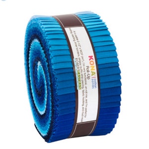 40 Pre-Cut Roll Ups - # RU-782-40 - Kona® Cotton Waterfall - 2 1/2 inch Strips - Robert Kaufman - 100% Cotton Woven Fabric