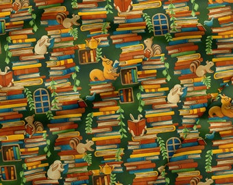 FOREST FABLES - Pattern # 120-19617 - Forest Animals with Books - Paintbrush Studio - 100% Cotton Woven Fabric - Choose Your Cut