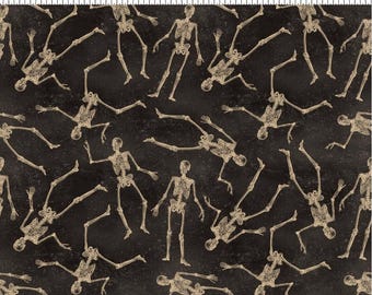 Squelettes numériques gothiques d'Halloween - Y4440-3 noir - par Clothworks - 100 % coton - Choisissez votre coupe