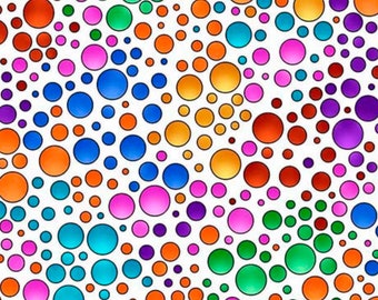 Carnivale Dots White Multi - Pattern # 26374 -ZX - by QT Fabrics - 100% Cotton Woven Fabric