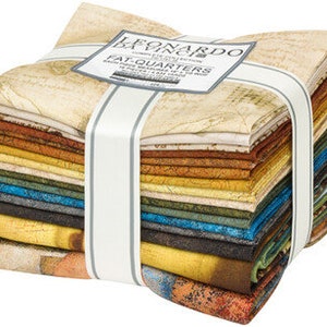 16 Fat Quarters and 2 Panels Bundle - Leonardo Da Vinci - by Robert Kaufman - Both Panels are 2/3 Yard - 100% Cotton Woven Fabric