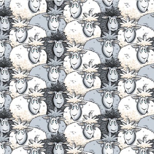 Farmyard Tails - #6901-90 Gray - Packed Sheep - by Studio E - 100% Cotton Woven Fabric - Choose Your Cut