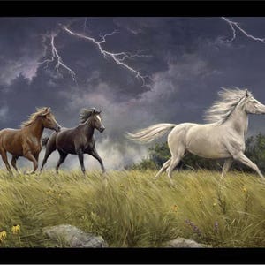 Wild Horses Storm on the Prairie Panel - #PD15534-STORM - by Riley Blake - 100% Cotton Woven Fabric Panel Measuring 36&quot;x 43&quot;.