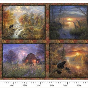 Whitetail Country 22205 Multi - Whitetail Country 36&quot; Panel - Full Yard Panel - 3 Wishes - 100% Cotton Woven Fabric - 36&quot; x 42&quot;