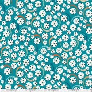 Pickleball Champ - Tossed Pickleballs - #PCHA 5268 T - by Courtney Morganstern for P & B Textiles - 100% Cotton Woven Fabric - Choose Cut