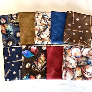 Game Day - Paquete de 9 piezas de béisbol Fat Quarter - de Robert Kaufman - Colección completa - Telas de algodón - Lea la descripción con atención