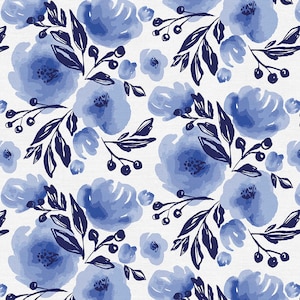 Lula Blue - Nona Indigo Floral - Pattern # 21773 - by Paintbrush Studio - 100% Cotton Woven Fabric - Choose Your Cut