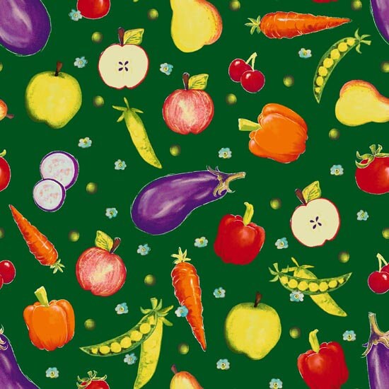 Happy Valley Farm Veggies - Green - # GLA-2755-66 - by Henry Glass - 100% Cotton Woven Fabric, Choose Your Cut