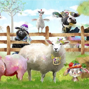 Welcome to the Funny Farm - Pattern # 18727 - Farm Squad - 22.5&quot; x 43.5&quot; Panel - by 3 Wishes Fabric - 100% Cotton Woven Fabric Panel