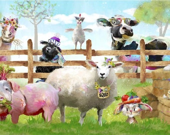 Welcome to the Funny Farm - Pattern # 18727 - Farm Squad - 22.5" x 43.5" Panel - by 3 Wishes Fabric - 100% Cotton Woven Fabric Panel