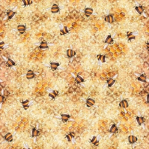 Sweet as Honey Bee Toss - #29445 -E - by Quilting Treasures - 100% Cotton Woven Fabric - Choose Cut