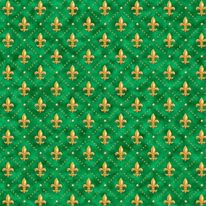 Mardi Gras - Fleur de lis - # 28446 - Verde - por Quilting Treasures - Tecido 100% algodão - Escolha o corte