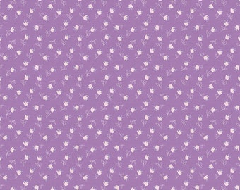 Bunny Trail Floral - Pattern #120-21515 - Small Pink Tulips on Purple Background - Paintbrush Studio - 100% Cotton Woven - Choose Your Cut