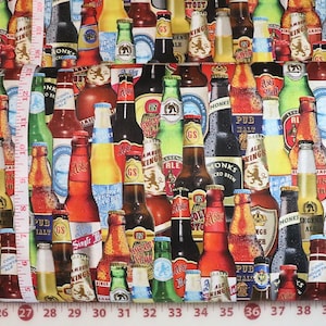 Ale House - Beer Bottles - Multi - Pattern # BEN-12738-99 - by Benartex - 100% Cotton Woven Fabric - Choose Your Cut