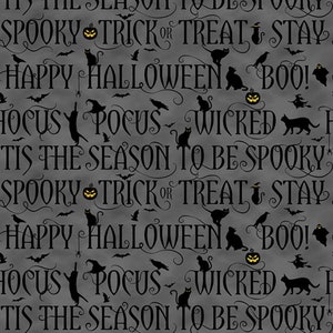 Happy Haunting - Pattern # V5182-55-Charcoal - by Hoffman - Tela tejida 100% algodón - Elija su corte