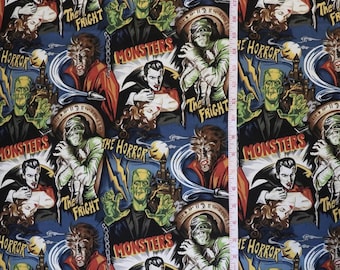 Robert Kaufman - Pleasures and Pastimes - Vampires, Werewolfs, mummies, Frankenstein - 100% Cotton Woven Fabric - Choose Cut