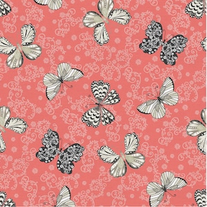 C&#39;est La Vie Butterfly Coral - # 12013041 - by Paintbrush Studio - 100% Cotton Woven Fabric - Choose Your Cut