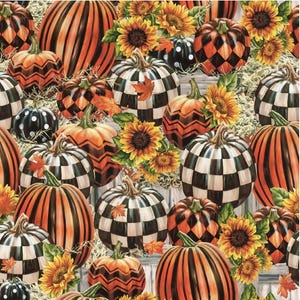 Plaid & Stripe Pumpkin - CD3231 Pumpkin - by Timeless Treasures - 100% Cotton Woven Fabric - Choose Your Cut