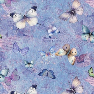 Butterfly Dreams - #BUG-CD2907 BLAU - Hübsche Schmetterlinge und Text - von Timeless Treasures - 100% Baumwollgewebe - Wählen Sie Ihren Schnitt