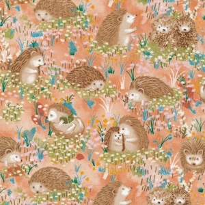 Hedgehog Village - #13743 - Hedgehogs - Orange - by Paintbrush Studio - 100% Cotton Woven Fabric - Choose Your Cut