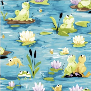 Paul&#39;s Pond Allover - # SB20408-950 Turquoise - by Clothworks - 100% Cotton Woven Fabric - Choose Your Cut
