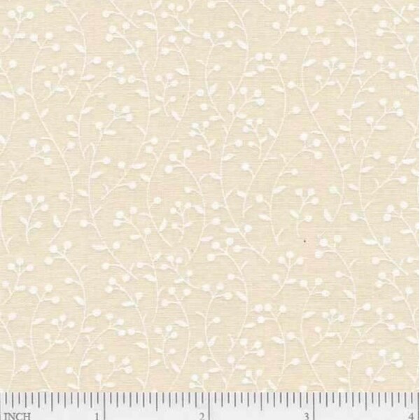 Ramblings - Tonal Cream Vines with Buds - #RAM8 732 01 - by P & B Textiles - 100% Cotton Woven Fabric - Choose Your Cut