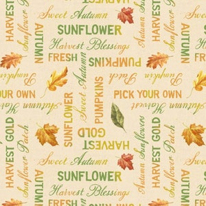 Harvest Gold - #1077 89269 178 - Fall Words - by Wilmington Prints - 100% Cotton Woven Fabric - Choose Cut