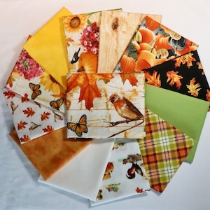 Autumn Splendor - 12 Piece Fat Quarter Set With or Without Matching 2/3 Yard Panel - by Henry Glass - 100% Cotton Woven Fabrics