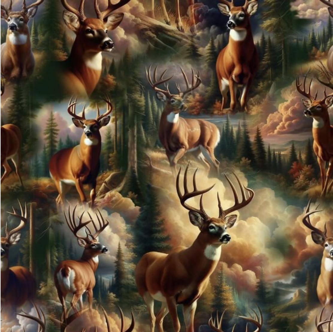 RESERVED FOR ANNIE: Wilderness Song (Digital) 4178-39 Brown - White Tail Bucks - by Blank Quilting - 100% Cotton Woven Fabric - Last 7 yards