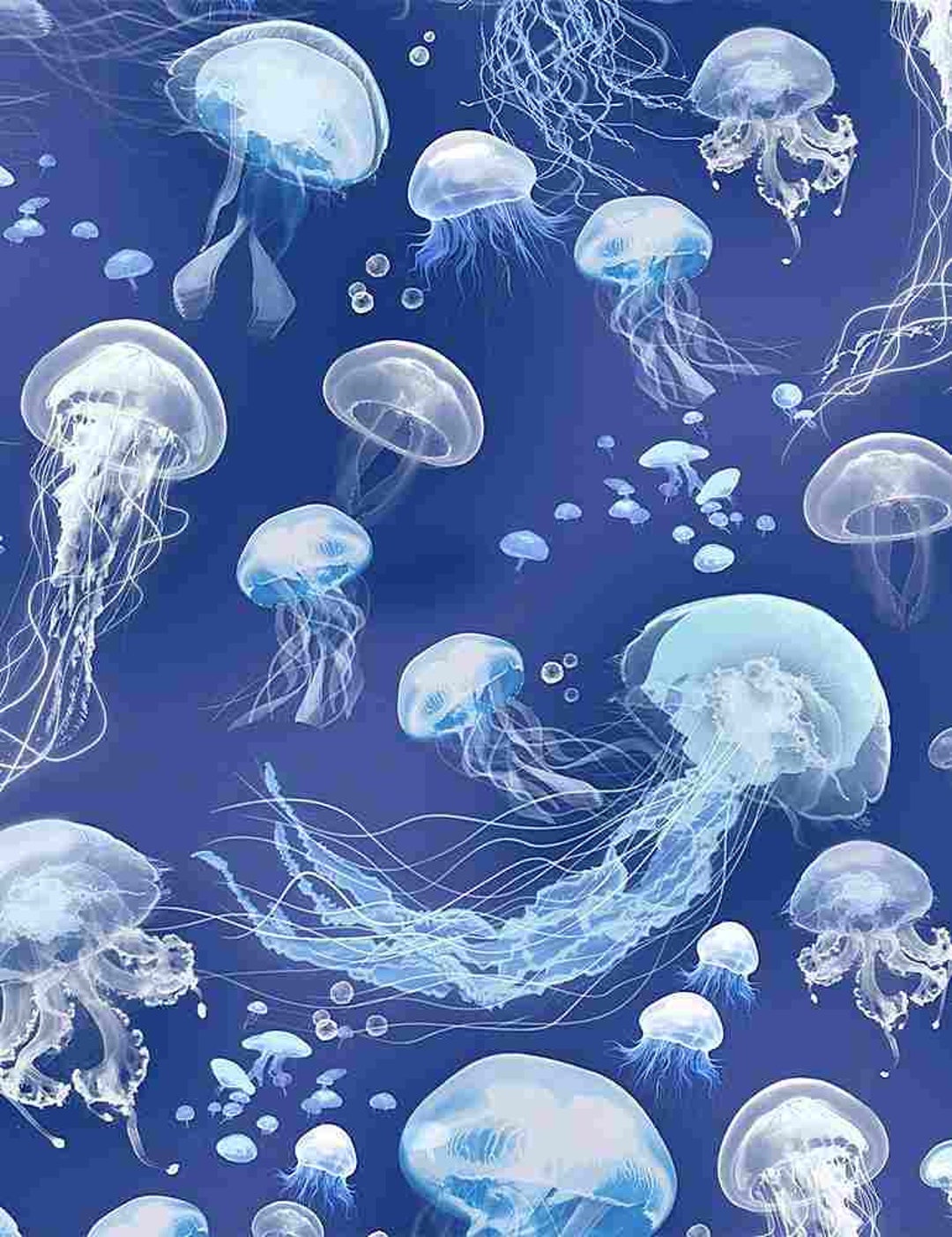 Timeless Treasures - Swimming Jellyfish - 100% Cotton Woven