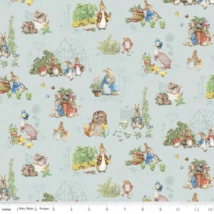 Peter Rabbit™ & Friends Characters Blue - #CD15861-BLUE - by Riley Blake - 100% Cotton Woven Fabric - Choose Your Cut