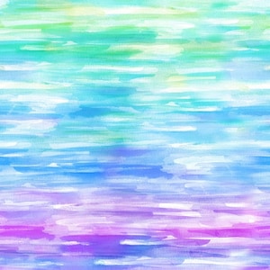 Remnant 1/2 yard - Wading with Water Lilies - Watercolors - Water - #U5062-735-Water-Lily - by Hoffman - 100% Cotton Woven Fabric