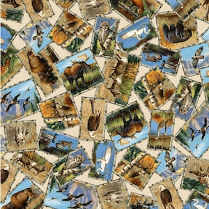 Great Plains - Animal Overlapping Patches - #28604 -F  - by Quilting Treasures - 100% Cotton Woven Fabric - Choose Cut