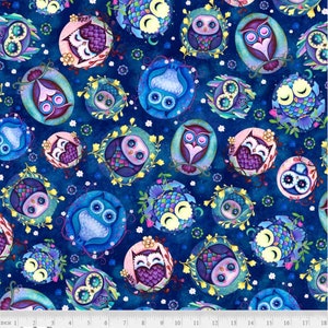 Hootie Patootie - Owl Toss - #HPAT 5303 DB - by Jeremiah Ketner for P & B Textiles - 100% Cotton Woven Fabric - Choose Cut
