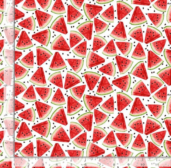 スイカの三角スライス - # FRUIT-CD1923 WHITE - Timeless Treasures