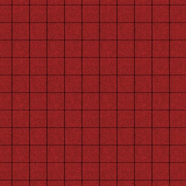 A Very Wooly Winter - Windowpane Check - Red - # 10358-10 - by Benartex - 100% Cotton Woven Fabric - Choose Cut