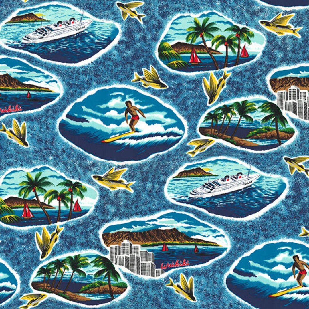 Tropicals & Conversationals, Pattern Bbdk-1221-7-blue, by Hoffman ...