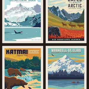 Alaska National Parks Pillow Panel #2  by Riley Blake, Measures 36 x 43.5 Inches - 100% Cotton Woven National Park Fabric