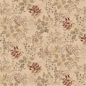 Scampolo 3/4 yard - Quercia e acero - Foglie su tutta la superficie - #3293-33 Tan - Disegnato da Janet Nesbitt per Henry Glass - Tessuto 100% cotone