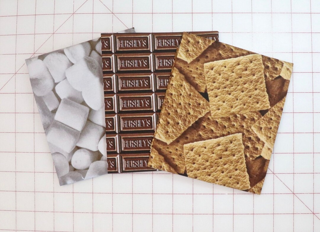 Camp S'mores 3 Fat Quarters by Riley Blake Marshmallows, Hersey's