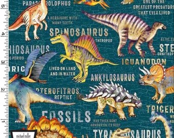 DINOSAURS, DINOSAURS - Dinosaur Land - Pattern #DCX11144-Teal - by Michael Miller - 100% Cotton Woven Fabric - Choose Your Cut