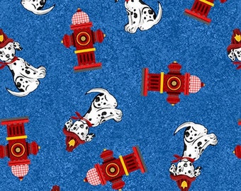 1/2 Yd Vintage Dalmatian Dog Fire Hydrant cotton Fabric