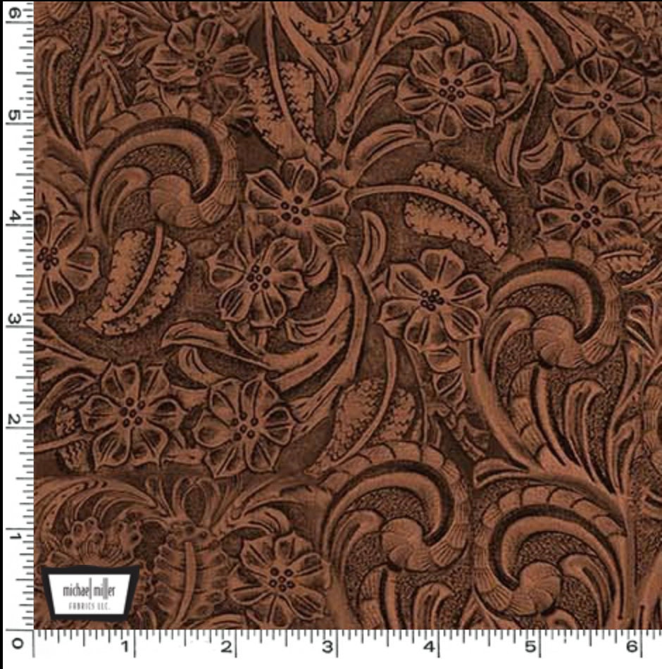 Tooled Leather Fabric, Wallpaper and Home Decor