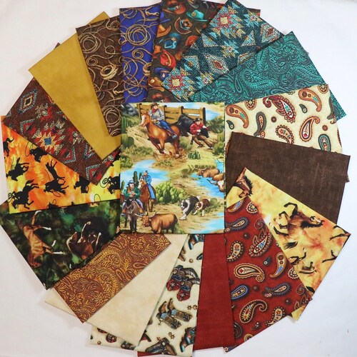18 Piece FAT QUARTER Bundle - Cattle Drive - By Oasis - Western Theme - A Cowboy's Life - 100% Cotton Woven Fabrics main image 6