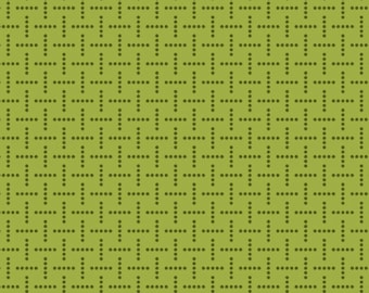 Pode incluir: Um fundo verde com um padrão repetitivo de pequenos pontos pretos dispostos em uma grade.