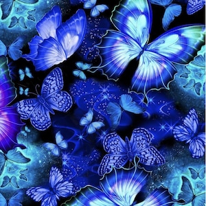 Butterfly #CD1835 Midnight - Night Sky Butterflies Fantasy - by Timeless Treasures - 100% Cotton Woven Fabric - Choose Your Cut
