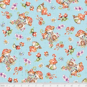 Fairy Garden Mushroom Toss - Pattern #5157 B - by P & B Textiles - 100% Cotton Woven Fabric