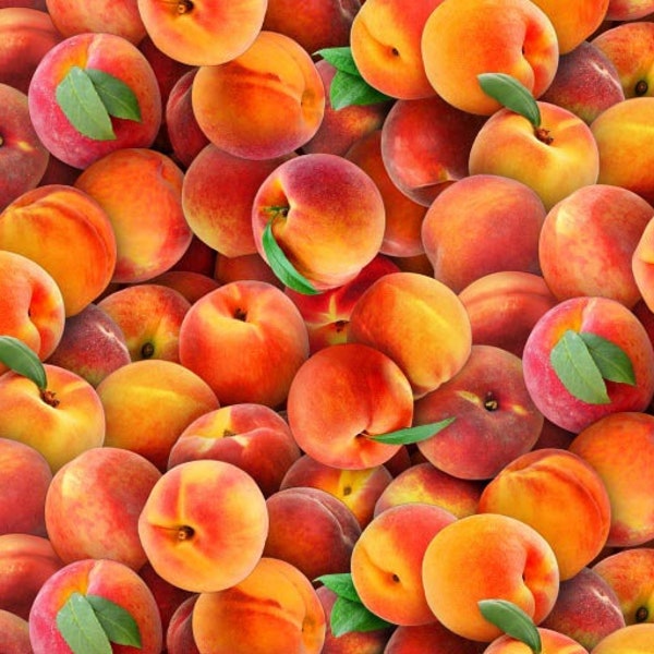 Food Festival - Peaches - Pattern # EST-578MULTI - Elizabeth's Studio - 100% Cotton Woven Fabric, Choose Your Cut