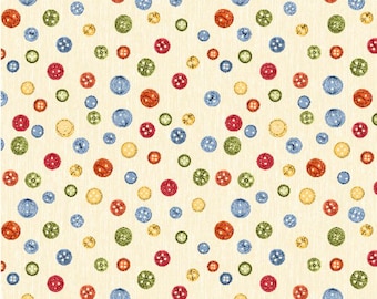Common Threads - #3061 21756 113 - Buttons All Over Cream - by Wilmington Prints - 100% Cotton Woven Fabric - Choose Your Cut